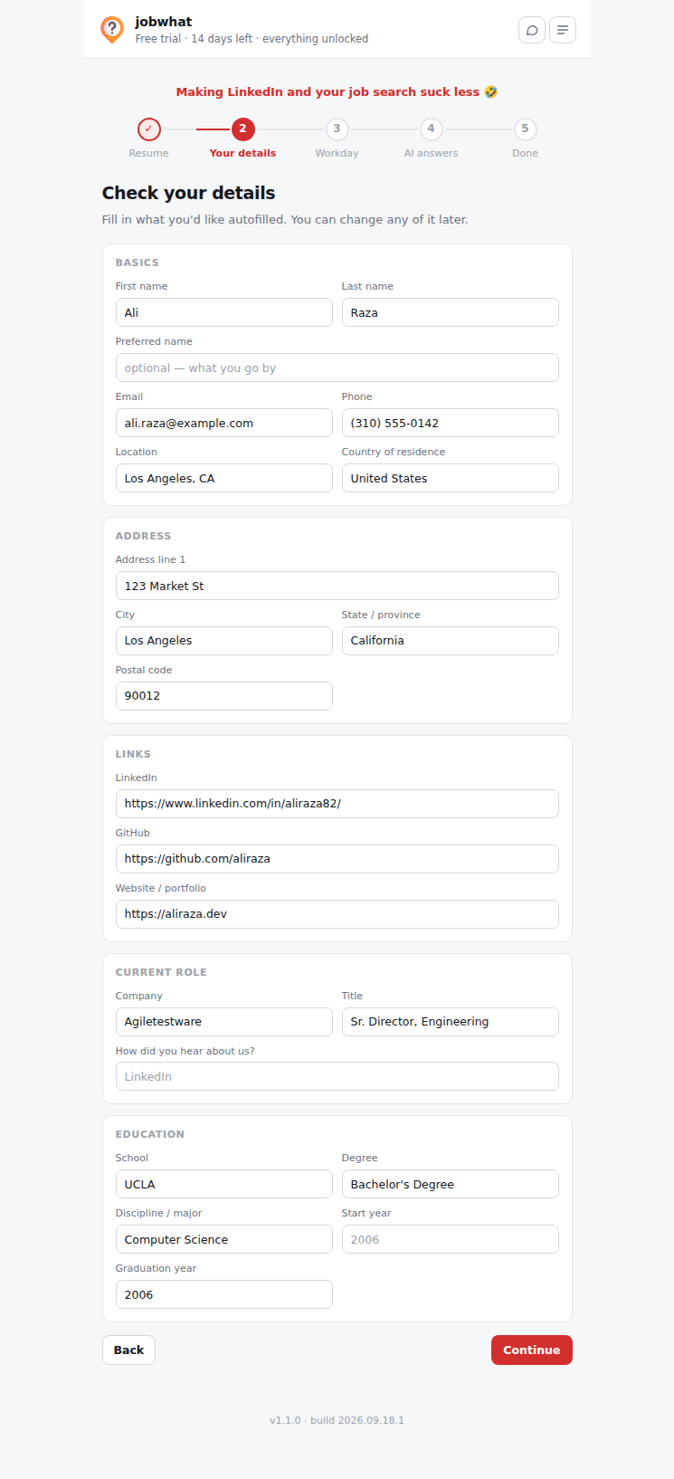 Step 2: check your details