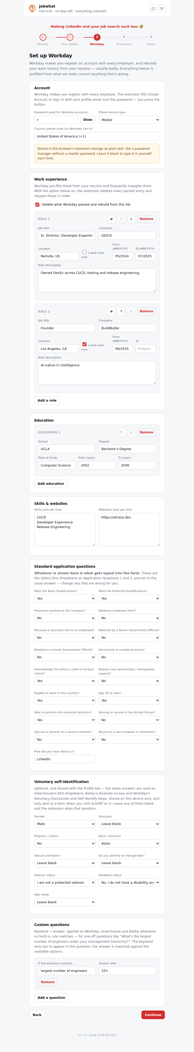 Step 3: Workday setup