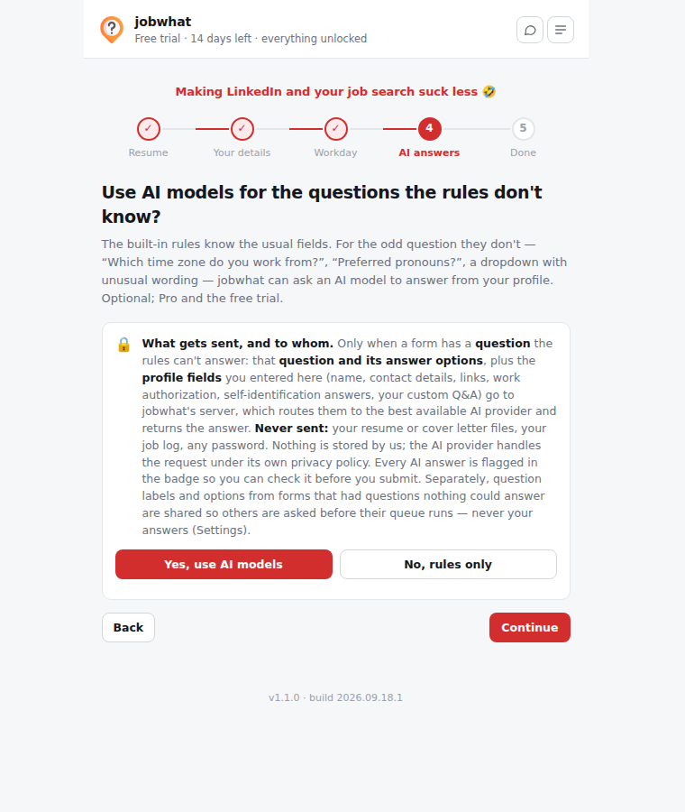 Onboarding step 4: AI answers